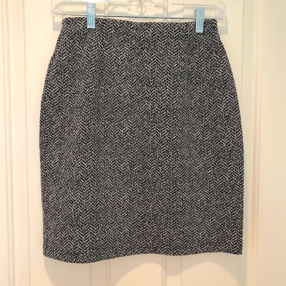 Marks & Spencer Skirt Pencil Black & White Tweed Pull On (S) Vintage - Picture 1 of 9